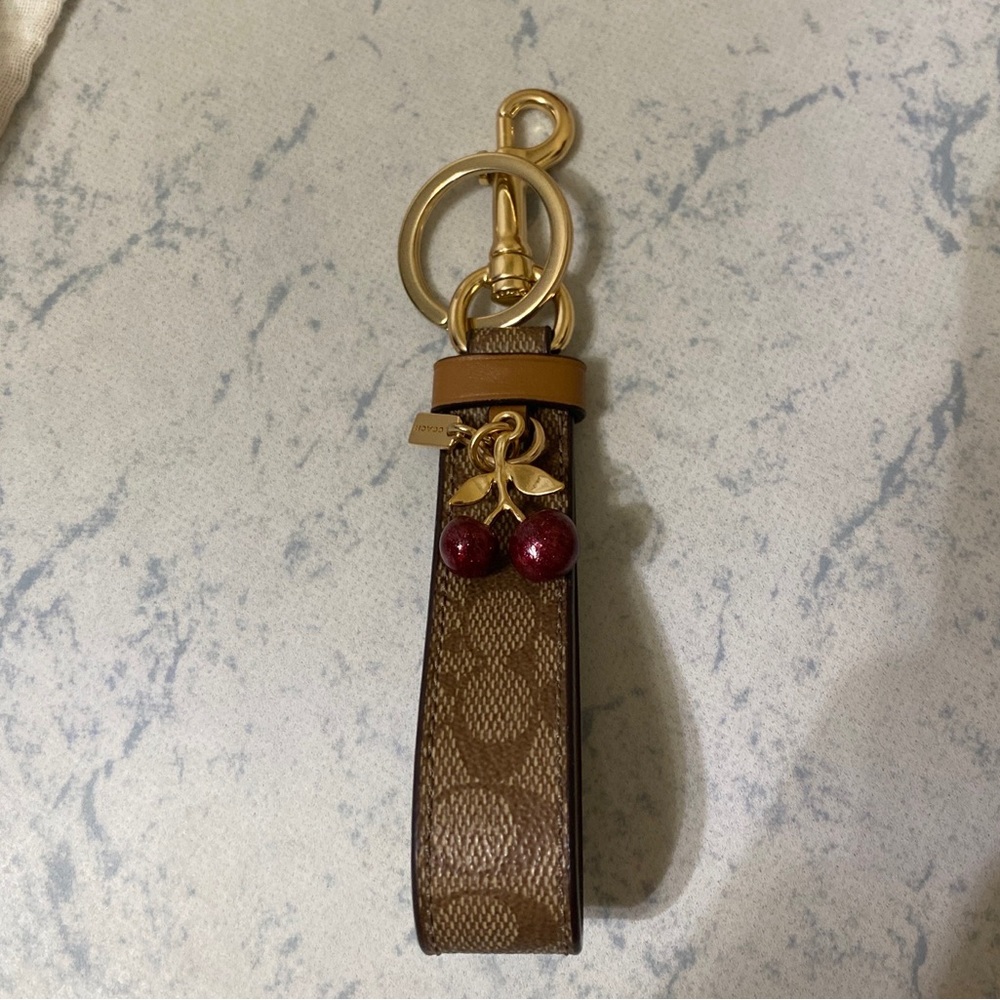 Coach Signature Large Loop Signature Cherry Bag Charm